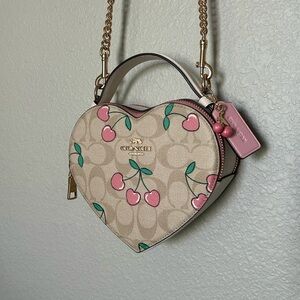 Coach Heart-Shaped Crossbody with Signature Pink Cherry Print 💕